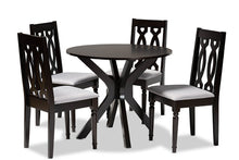 Load image into Gallery viewer, Baxton Studio Callie Modern and Contemporary Grey Fabric Upholstered and Dark Brown Finished Wood 5-Piece Dining Set

