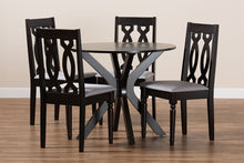 Load image into Gallery viewer, Baxton Studio Callie Modern and Contemporary Grey Fabric Upholstered and Dark Brown Finished Wood 5-Piece Dining Set
