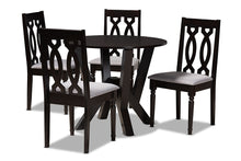 Load image into Gallery viewer, Baxton Studio Anise Modern and Contemporary Grey Fabric Upholstered and Dark Brown Finished Wood 5-Piece Dining Set
