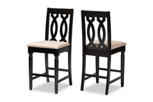 Load image into Gallery viewer, Baxton Studio Darcie Modern and Contemporary Sand Fabric Upholstered Espresso Brown Finished 2-Piece Wood Counter Stool Set of 4
