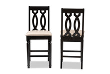 Load image into Gallery viewer, Baxton Studio Darcie Modern and Contemporary Sand Fabric Upholstered Espresso Brown Finished 2-Piece Wood Counter Stool Set of 4
