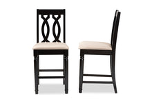 Load image into Gallery viewer, Baxton Studio Darcie Modern and Contemporary Sand Fabric Upholstered Espresso Brown Finished 2-Piece Wood Counter Stool Set of 4
