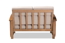 Load image into Gallery viewer, Baxton Studio Charlotte Modern Classic Mission Style Taupe Fabric Upholstered Walnut Brown Finished Wood 2-Seater Loveseat
