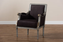 Load image into Gallery viewer, Baxton Studio Georgette Classic and Traditional French Inspired Brown Velvet Upholstered Grey Finished Armchair with Goldleaf Detailing
