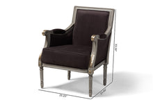 Load image into Gallery viewer, Baxton Studio Georgette Classic and Traditional French Inspired Brown Velvet Upholstered Grey Finished Armchair with Goldleaf Detailing
