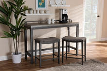 Load image into Gallery viewer, Baxton Studio Noll Modern and Contemporary Grey Fabric Upholstered 3-Piece Multipurpose Metal Counter Table Set
