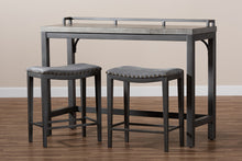 Load image into Gallery viewer, Baxton Studio Noll Modern and Contemporary Grey Fabric Upholstered 3-Piece Multipurpose Metal Counter Table Set

