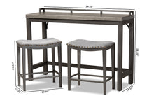 Load image into Gallery viewer, Baxton Studio Noll Modern and Contemporary Grey Fabric Upholstered 3-Piece Multipurpose Metal Counter Table Set
