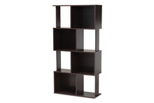 Load image into Gallery viewer, Baxton Studio Riva Modern and Contemporary Dark Brown Finished Geometric Wood Bookshelf
