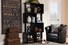 Load image into Gallery viewer, Baxton Studio Riva Modern and Contemporary Dark Brown Finished Geometric Wood Bookshelf
