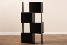 Load image into Gallery viewer, Baxton Studio Riva Modern and Contemporary Dark Brown Finished Geometric Wood Bookshelf
