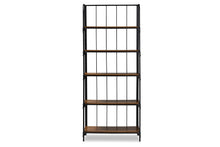 Load image into Gallery viewer, Baxton Studio Ceren Vintage Rustic Industrial Distressed Wood and Black Metal Finished 5-Tier Living Room Ladder Shelf
