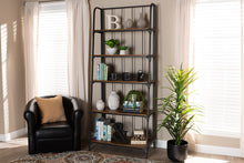 Load image into Gallery viewer, Baxton Studio Ceren Vintage Rustic Industrial Distressed Wood and Black Metal Finished 5-Tier Living Room Ladder Shelf

