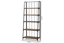 Load image into Gallery viewer, Baxton Studio Ceren Vintage Rustic Industrial Distressed Wood and Black Metal Finished 5-Tier Living Room Ladder Shelf
