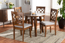 Load image into Gallery viewer, Baxton Studio Adara Modern and Contemporary Grey Fabric Upholstered and Walnut Brown Finished Wood 5-Piece Dining Set
