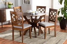 Load image into Gallery viewer, Baxton Studio Beth Modern and Contemporary Grey Fabric Upholstered and Walnut Brown Finished Wood 5-Piece Dining Set
