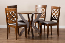 Load image into Gallery viewer, Baxton Studio Beth Modern and Contemporary Grey Fabric Upholstered and Walnut Brown Finished Wood 5-Piece Dining Set
