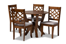 Load image into Gallery viewer, Baxton Studio Alisa Modern and Contemporary Grey Fabric Upholstered and Walnut Brown Finished Wood 5-Piece Dining Set
