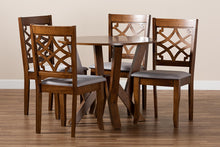 Load image into Gallery viewer, Baxton Studio Alisa Modern and Contemporary Grey Fabric Upholstered and Walnut Brown Finished Wood 5-Piece Dining Set
