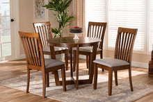 Load image into Gallery viewer, Baxton Studio Andi Modern and Contemporary Grey Fabric Upholstered and Walnut Brown Finished Wood 5-Piece Dining Set
