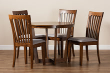 Load image into Gallery viewer, Baxton Studio Andi Modern and Contemporary Grey Fabric Upholstered and Walnut Brown Finished Wood 5-Piece Dining Set

