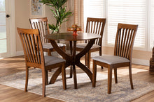 Load image into Gallery viewer, Baxton Studio Bailey Modern and Contemporary Grey Fabric Upholstered and Walnut Brown Finished Wood 5-Piece Dining Set
