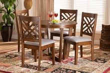 Load image into Gallery viewer, Baxton Studio Alena Modern and Contemporary Grey Fabric Upholstered and Walnut Brown Finished Wood 5-Piece Dining Set
