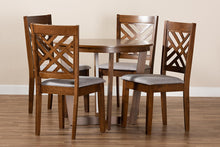 Load image into Gallery viewer, Baxton Studio Alena Modern and Contemporary Grey Fabric Upholstered and Walnut Brown Finished Wood 5-Piece Dining Set

