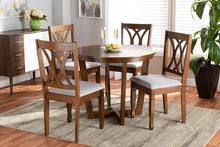 Load image into Gallery viewer, Baxton Studio Aggie Modern and Contemporary Grey Fabric Upholstered and Walnut Brown Finished Wood 5-Piece Dining Set
