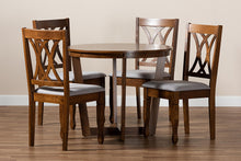 Load image into Gallery viewer, Baxton Studio Aggie Modern and Contemporary Grey Fabric Upholstered and Walnut Brown Finished Wood 5-Piece Dining Set
