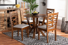 Load image into Gallery viewer, Baxton Studio Ariane Modern and Contemporary Grey Fabric Upholstered and Walnut Brown Finished Wood 5-Piece Dining Set

