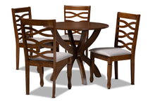 Load image into Gallery viewer, Baxton Studio Aspen Modern and Contemporary Grey Fabric Upholstered and Walnut Brown Finished Wood 5-Piece Dining Set
