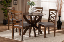 Load image into Gallery viewer, Baxton Studio Aspen Modern and Contemporary Grey Fabric Upholstered and Walnut Brown Finished Wood 5-Piece Dining Set
