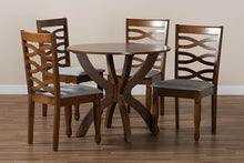 Load image into Gallery viewer, Baxton Studio Aspen Modern and Contemporary Grey Fabric Upholstered and Walnut Brown Finished Wood 5-Piece Dining Set
