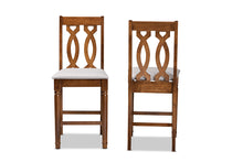 Load image into Gallery viewer, Baxton Studio Darcie Modern and Contemporary Grey Fabric Upholstered and Walnut Brown Finished Wood 2-Piece Counter Stool Set
