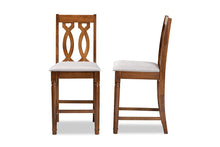 Load image into Gallery viewer, Baxton Studio Darcie Modern and Contemporary Grey Fabric Upholstered and Walnut Brown Finished Wood 2-Piece Counter Stool Set
