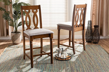 Load image into Gallery viewer, Baxton Studio Darcie Modern and Contemporary Grey Fabric Upholstered and Walnut Brown Finished Wood 2-Piece Counter Stool Set
