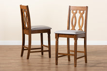 Load image into Gallery viewer, Baxton Studio Darcie Modern and Contemporary Grey Fabric Upholstered and Walnut Brown Finished Wood 2-Piece Counter Stool Set
