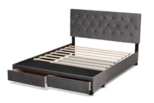 Load image into Gallery viewer, Baxton Studio Caronia Modern and Contemporary Grey Velvet Fabric Upholstered 2-Drawer King Size Platform Storage Bed

