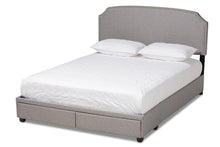 Load image into Gallery viewer, Baxton Studio Larese Light Grey Fabric Upholstered 2-Drawer King Size Platform Storage Bed

