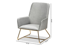 Load image into Gallery viewer, Baxton Studio Sennet Glam and Luxe Grey Velvet Fabric Upholstered Gold Finished Armchair
