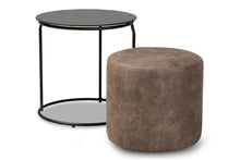 Load image into Gallery viewer, Baxton Studio Kira Modern and Contemporary Black with Grey and Brown 2-Piece Nesting Table and Ottoman Set

