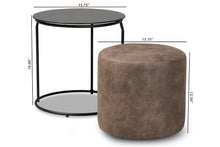 Load image into Gallery viewer, Baxton Studio Kira Modern and Contemporary Black with Grey and Brown 2-Piece Nesting Table and Ottoman Set
