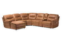Load image into Gallery viewer, Baxton Studio Mistral Modern and Contemporary Light Brown Palomino Suede 6-Piece Sectional with Recliners Corner Lounge Suite
