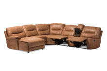 Load image into Gallery viewer, Baxton Studio Mistral Modern and Contemporary Light Brown Palomino Suede 6-Piece Sectional with Recliners Corner Lounge Suite
