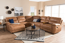 Load image into Gallery viewer, Baxton Studio Mistral Modern and Contemporary Light Brown Palomino Suede 6-Piece Sectional with Recliners Corner Lounge Suite
