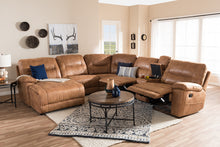 Load image into Gallery viewer, Baxton Studio Mistral Modern and Contemporary Light Brown Palomino Suede 6-Piece Sectional with Recliners Corner Lounge Suite
