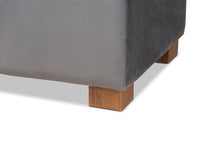 Load image into Gallery viewer, Baxton Studio Roanoke Modern and Contemporary Grey Velvet Fabric Upholstered Grid-Tufted Storage Ottoman Bench
