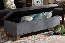 Load image into Gallery viewer, Baxton Studio Hannah Modern and Contemporary Grey Velvet Fabric Upholstered Button-Tufted Storage Ottoman Bench
