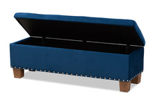 Load image into Gallery viewer, Baxton Studio Hannah Modern and Contemporary Navy Blue Velvet Fabric Upholstered Button-Tufted Storage Ottoman Bench
